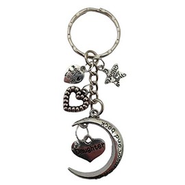 to the Moon and Back Love Heart Keyring Daughter Charm Pendant