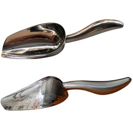 Ice Cube Scoop with Holder (2-Piece Set) Stainless Steel Ice Scoop for Ice Machine n Freezer Food Scooper Accessory Compatible with Ice Maker