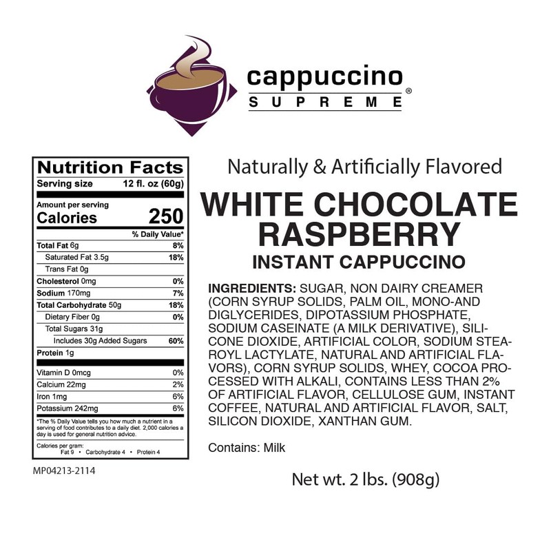 Cappuccino Supreme 2 lb bag White Chocolate Raspberry Instant Cappuccino
