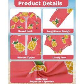 ALVABABY Girls' Long Sleeve Zipper One Piece Swimsuit with Hat,Baby/Toddler Girls' Rash Guard Sets,18-24M Bathing Suit for Outdoor Activities ST-Y03-18-24M