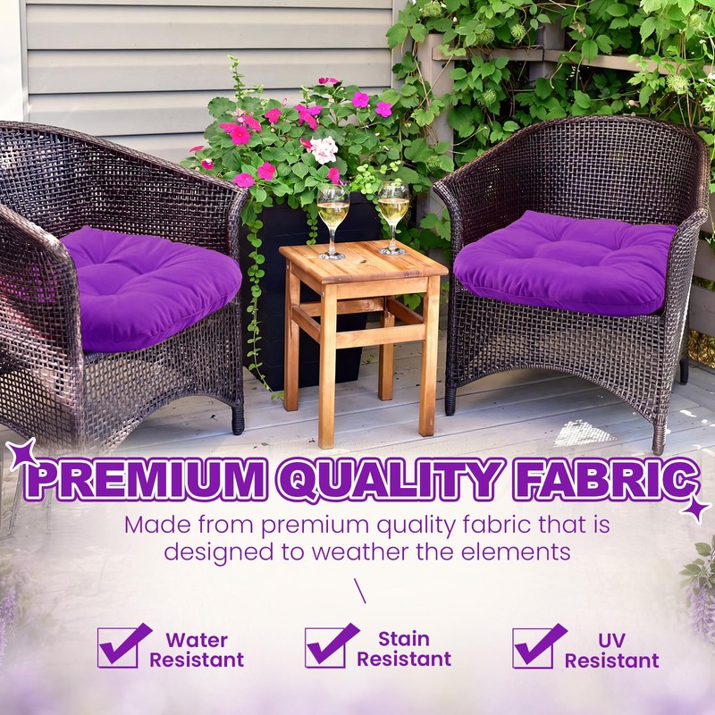 3 Pack Wicker Cushion Waterproof Tufted Patio Furniture,Purple