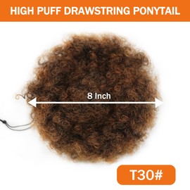MKJVEN Drawstring Ponytail For Black Women T30 Clip On Ponytail Hair Extensions, Afro Puff Hairstyle Clip On Ponytail Curly Messy Ponytail Bun Hair Piece（T30）