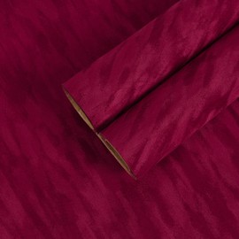 CHIHUT 12"x100" Red Self Adhesive Velvet Felt Fabric Thick Velvet Flocking Liner for Dresser Cabinet Peel and Stick Velvet Flocking Wallpaper Soft Jewelry Drawer Felt Liner Roll for Shelves DIY Crafts