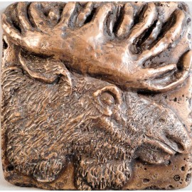 Metal Tile rts Manufacturing Bronze Wildlife (Moose) 4"x4" Decorative Wall Tile by Metal Tile Arts Mfg.