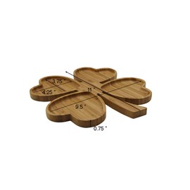 JB Home Collection 4571, Romantic Heart Shaped Platter Leave Design Wedding Bamboo Fruit Snack Serving Tray Appetizer Section Platter, 11"x9.5", 1 Pack