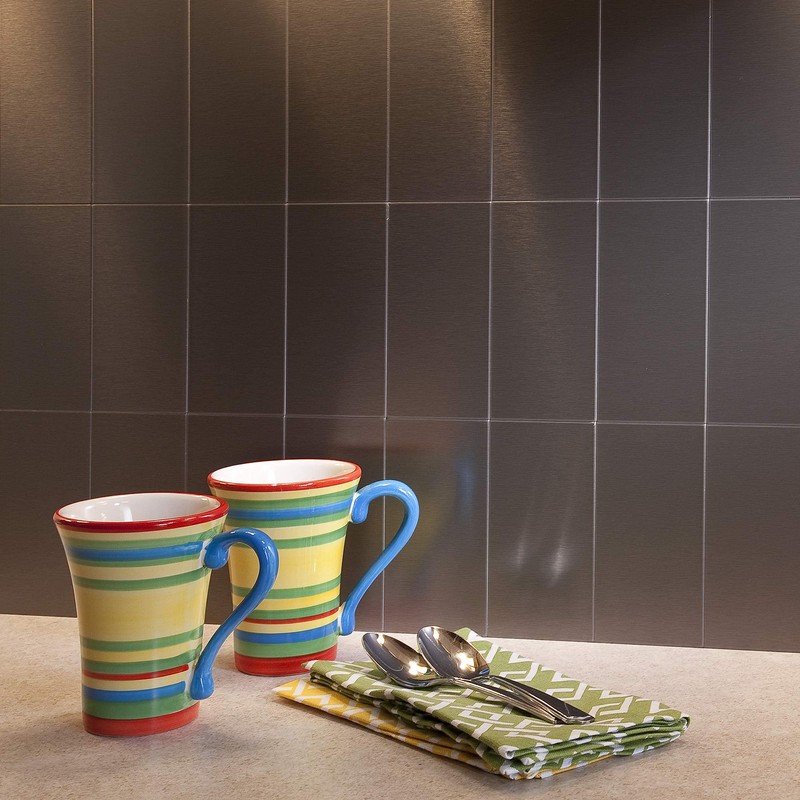 Aspect Peel and Stick Backsplash 3in x 6in Brushed Stainless