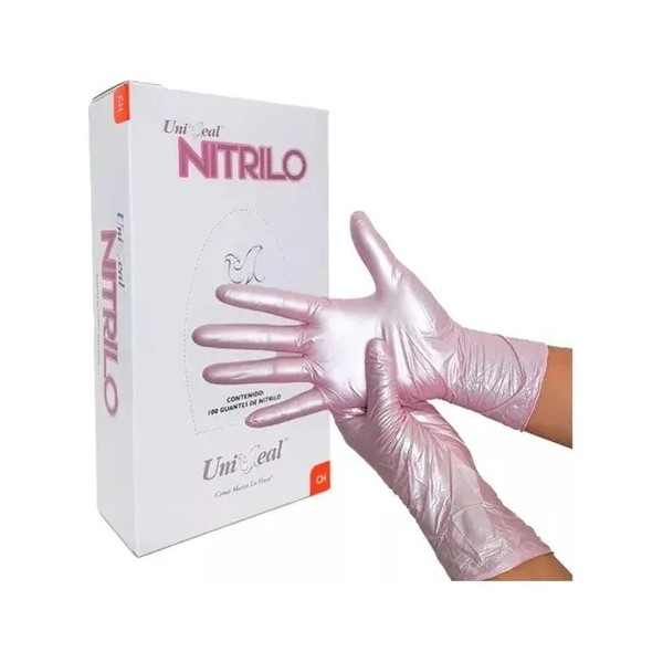 Guantes De Nitrilo Metálicos Uniseal Rosa Talla Ch