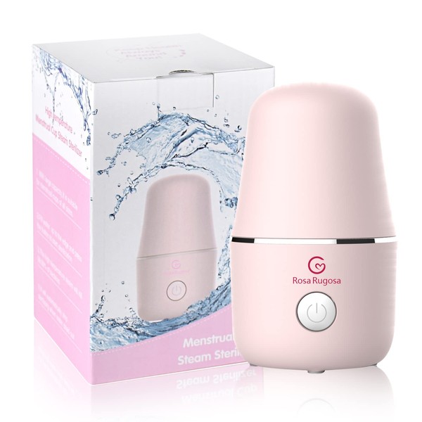 ROSA RUGOSA® Menstrual Cup Sterilizer, Steamer Cleaner 3-in-1 for Cleans, Dries, and Stores Your Period Cup- Auto Shut-Off- Leak-Free - Eliminates up to 99.9%