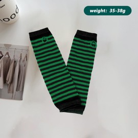 VANTOBEST 31×9CM 1 Pairs Punk Gothic Arm Warmer Fingerless Glovess Long Knit Arm Warmers Elbow Length Thumb Hole Gloves Striped
