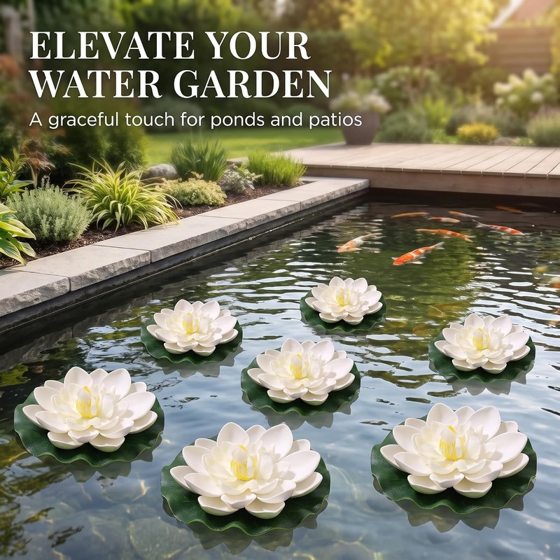 4Pcs Artificial Flowers Water Lily Foam Lotus Flower Pond Decor