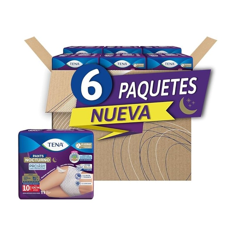 TENA Pants Nocturno Talla M, Ropa interior desechable, 60 piezas