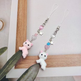 Nalefow Cute Phone Charms Fuzzy Cat Phone Charm Aesthetic Y2K PhoneStrap Charms for Bag Camera Pendants Decor, One Size, Alloy Steel, No Gemstone