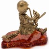 Russian Solid Brass Amber Figurine Baba Yaga biker witch flying