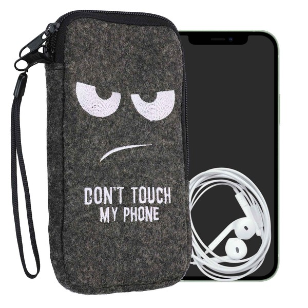 kwmobile Felt Phone Pouch Size L - 6.5" - Zippered