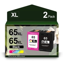 65 Ink Cartridges Black/Color Combo Pack Replacement for HP 65 Ink 65XXL High Yield Use with Envy 5055 5052 5058 DeskJet 3755 2655 3752 3720 3722 3723 3758 2652 2622 2624 Printer(1 Black 1 Tri-Color)