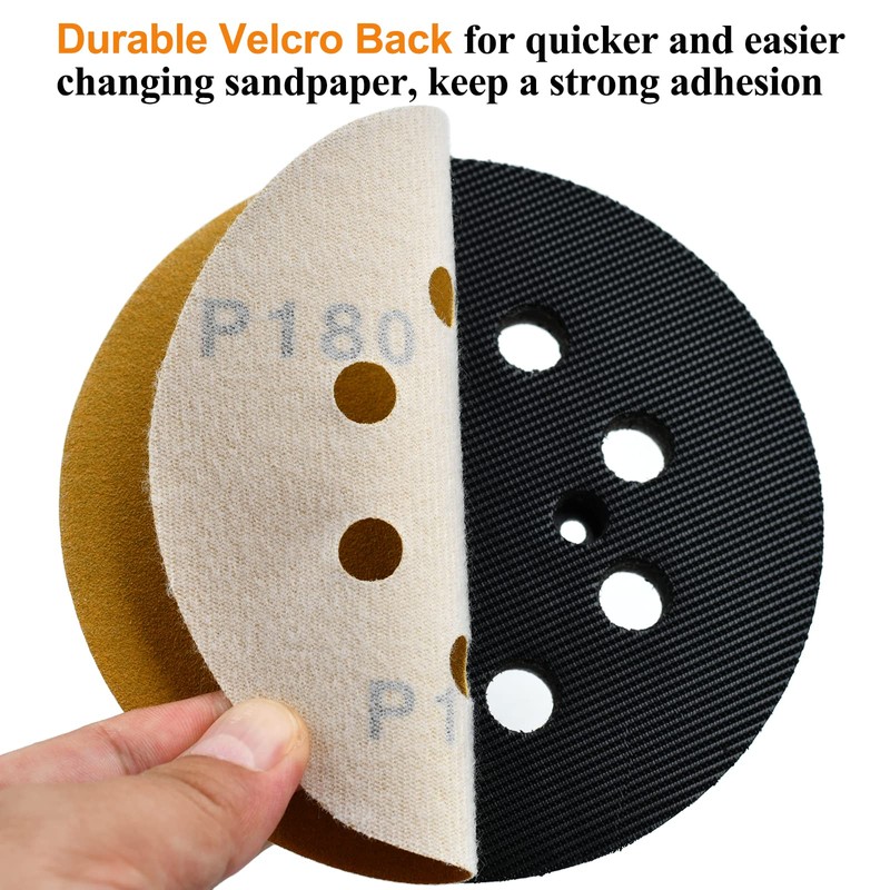 Aiyard 5-Inch 8-Hole Hook and Loop Sanding Discs 180-Grit Random