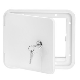 QWORK RV Access Door, ABS RV Electric Cord Trailer Cable Hatch for Cable Management - 7.5" x 6.5", Camper Hose Storage Cover