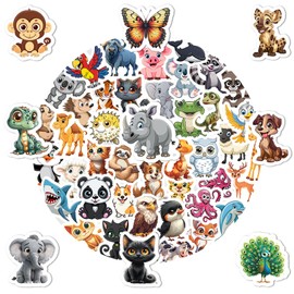 50pcs Various Cute Animal Stickers for Water Bottle Stickers for Kids Kawaii Sticker Waterproof Vinyl Sticker for Teens Boys Girls Kids Classroom Rewards Scrapbook Laptop Skateboard Computer