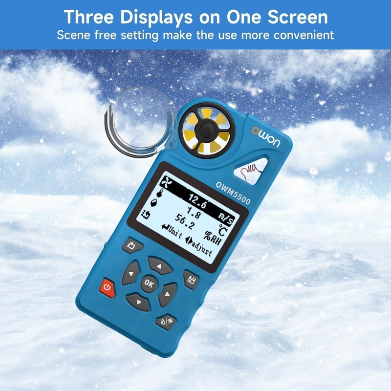 OWON OWM5500 Digital Anemometer: Handheld HVAC Tool for Precise CFM