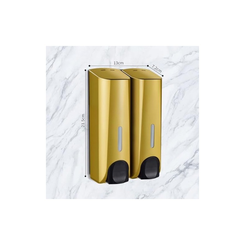 JZS Wall Mounted Shower Soap Dispenser, 2-Chamber No-Drill Shampoo Dispenser,