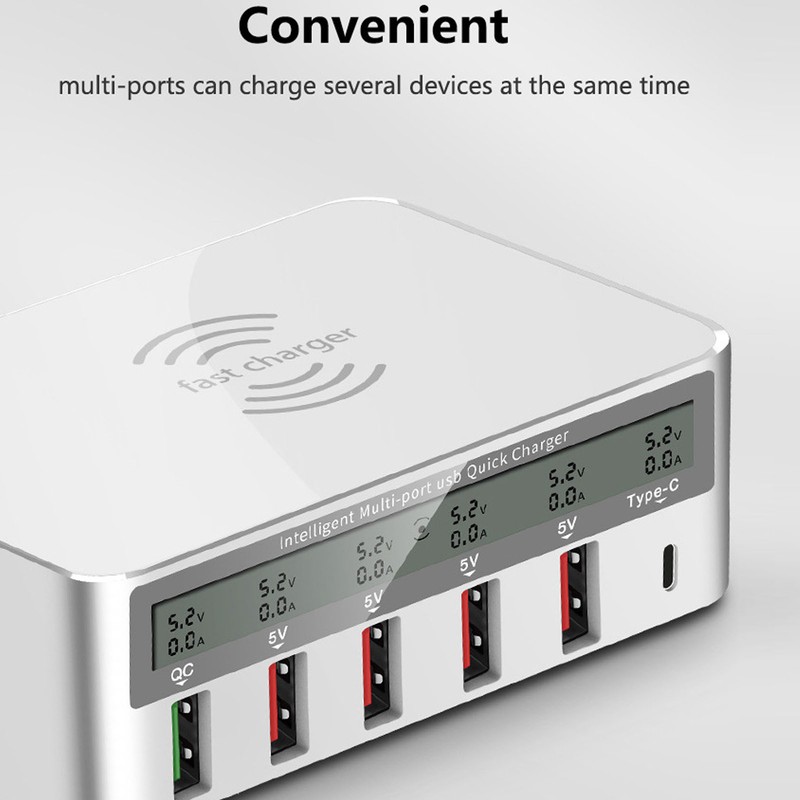 USB Fast Charging Station Wireless Multi Port 6 Ports 50W
