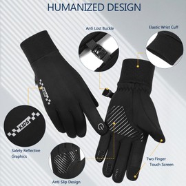 Long Keeper Kids Cycling Gloves Winter Thin Liner Childrens Thermal Sports Gloves for Boys Girls Touchscreen Anti-Slip Bike Gloves with Grip for Running Riding Scooter