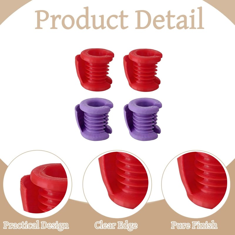 4 Pack Crochet Finger Guard Ring Set Red and Purple
