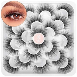 DISILK 밍크 속눈썹 인조 - 플러피 10쌍 6D 믹스 스타일 팩 재사용 가능한 내추럴 룩 고양이 | 19mm [011-18mm] DISILK Mink Eyelashes - Fluffy 10 Pairs 6D Mix Style Pack Reusable Natural Look Cat | 19mm [011-18mm]