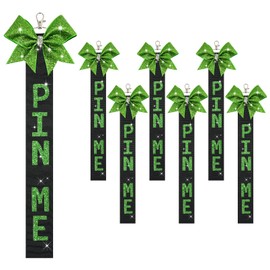 6 PCS Cheer Ribbon Bag Keychain with Rhinestones and Competition Pin for Teen Girls' Cheerleading Sports Accessory (Green)