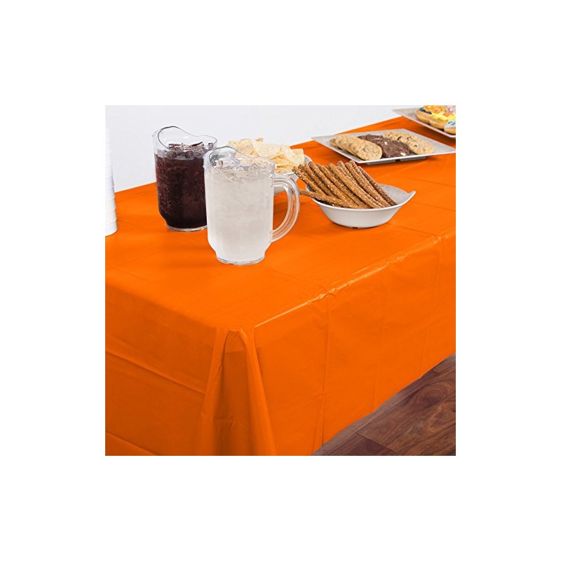 Creative Converting PC01192 Sunkissed Orange Rectangular Plastic Tablecover, 1 Pc