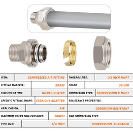 HOOTSUM 2 Packs Compressed Air Outlet Kit for 3/4 Inch Tubing System with 1/2 Inch NPT Outlet Port, Equipped with Straight Air Piping Fittings and Ball Valve