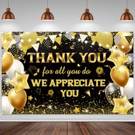 Gold Thank You for All You Do Appreciation Decor Backdrop We Appreciate You Background Banner Employee Retirement Graduation Pastor Teacher Doctor Nurse Veterans Day Appreciation Party Photo Props