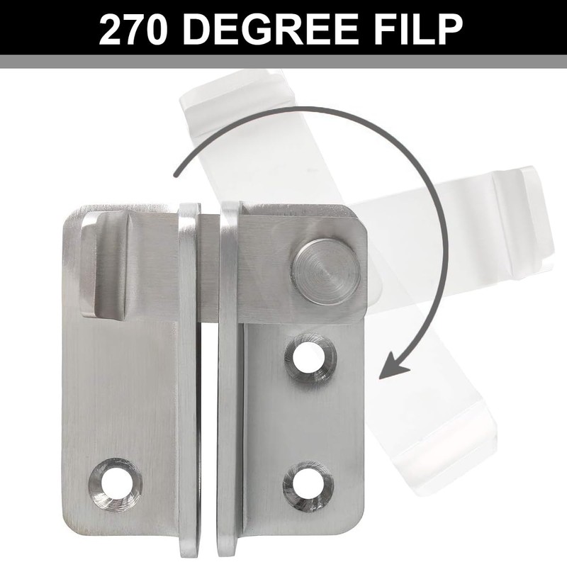 Ruayia Door Lock Deadbolt, Small Stainless Steel, Sliding Bolt with