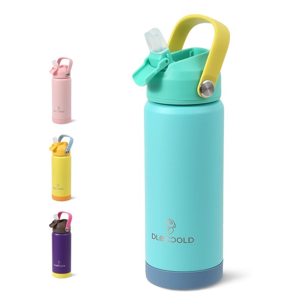 DLOCCOLD 18oz Kids Insulated Water Bottle with Leak Proof Straw