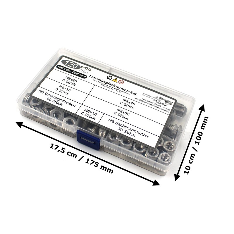120-Piece Set of Rounded Head Screws with Hexalobular Socket/Torx (TX)