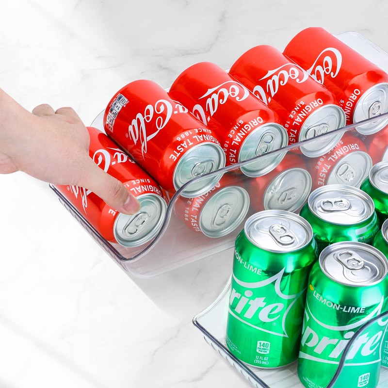Puricon 2 Pack Standard Can Drink Dispenser Organizer for Refrigerator