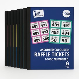 barcode bargains 10 x Books of Raffle tickets books/cloakroom tickets - Carnival Games Lucky Draw Tombola Draw, Prize Draw and Charity Events, School Fetes