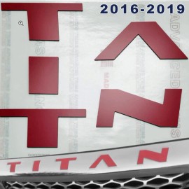 Advanced Trims SET OF 2: RED Titan 2016 2017 2018 2019 Hood/Grill + Tailgate Guard Letters