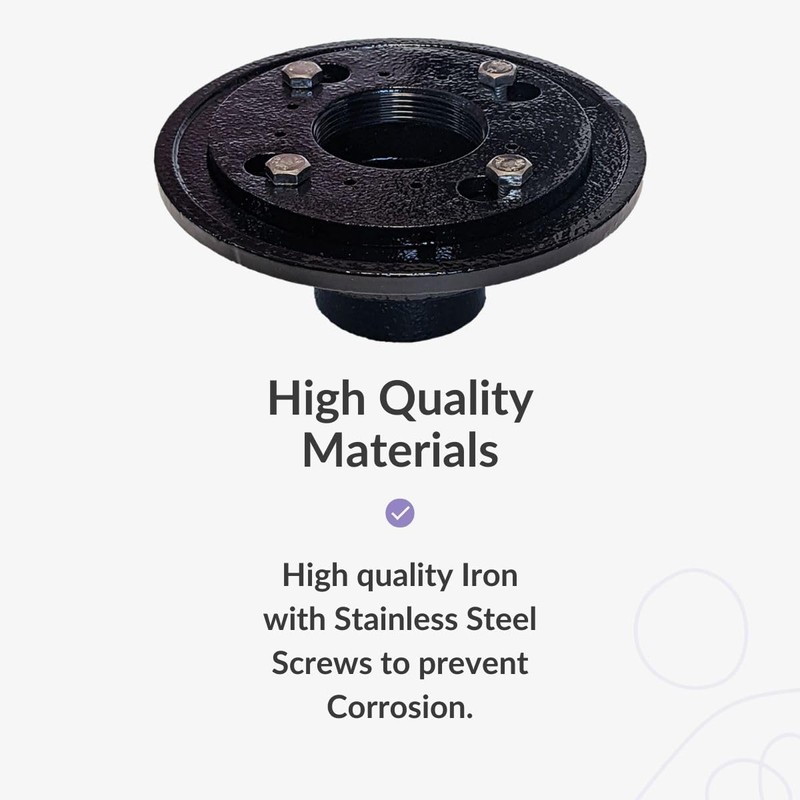 SereneDrains 2 Inch Cast Iron Shower Drain Base for Linear