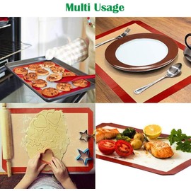 Salandens Tapete de silicona para hornear 4 pcs, Antiadherente Tapete de Silicona hornear para Macaron, Galletas, Pasta, Pizza, Pan, Ecológico y Reutilizable, Resistente al calor, sin BPA, 42x30cm