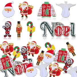 Knitgrip 24 Pcs Christmas Enamel Lapel Pins Bulk for Women Christmas Brooch Nutcracker Santa Winter Xmas Party Accessory(Christmas)