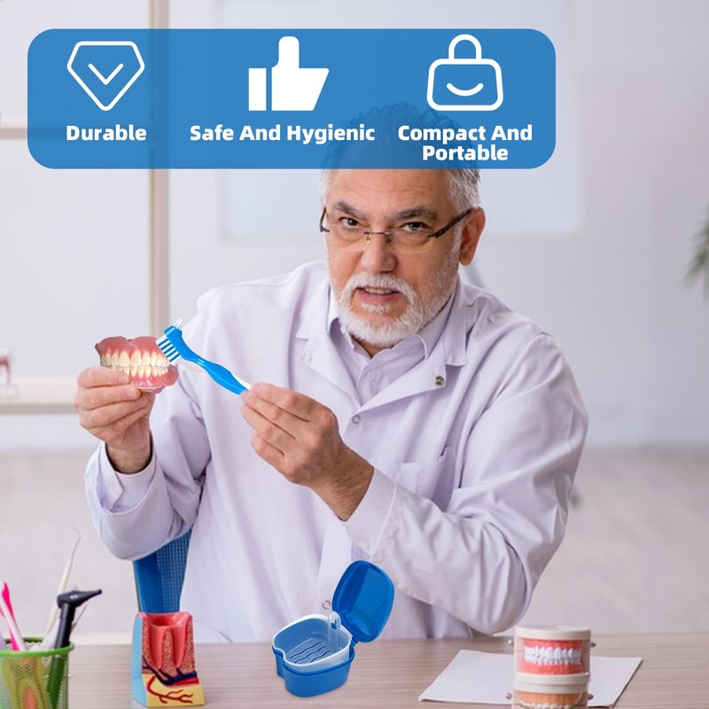 Denture Cleaner Box and Brush Set - 2 Pack Denture