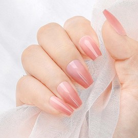 Sethaxy Nail Tips, Long Ballerina Tips, Butterfly, Solid Color, Press-On Nail, Rhinestones, 3D Nails, Simple, Flower, False Nails, Long, Crystal, False Nails, Fashionable, For Small Nails, Glossy,