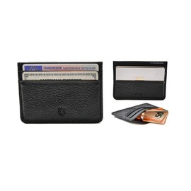 Crown & Tiger Leather credit card holder, slim wallet design wallet made of crazy horse leather, up to 5 cards with note compartment, vintage edition, Black edition, Vintage