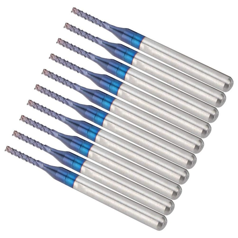 10-Piece End Mill Set Carbide Cutter Blue Corn Cutter CNC
