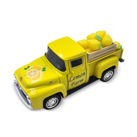 Teeloray Lemon Decor Vintage Truck Decor with Mini Faux Lemons and Wooden Crate Summer Tiered Tray Decor Lemon Decorations for Home Desk Shelf Farmhouse Kitchen Centerpieces for Tables- Yellow