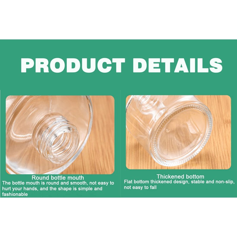 2 Pcs 50ml/1.7oz Clear Round Empty Glass Diffuser Bottles Jars