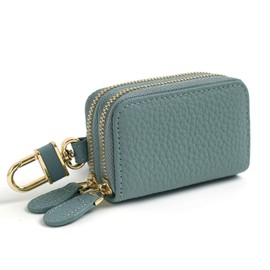 imeetu Key Case, Smart Key Case, Genuine Leather, Includes Carabiner, Key Ring, 2 Rooms, Compact, Men's, Women's, blue