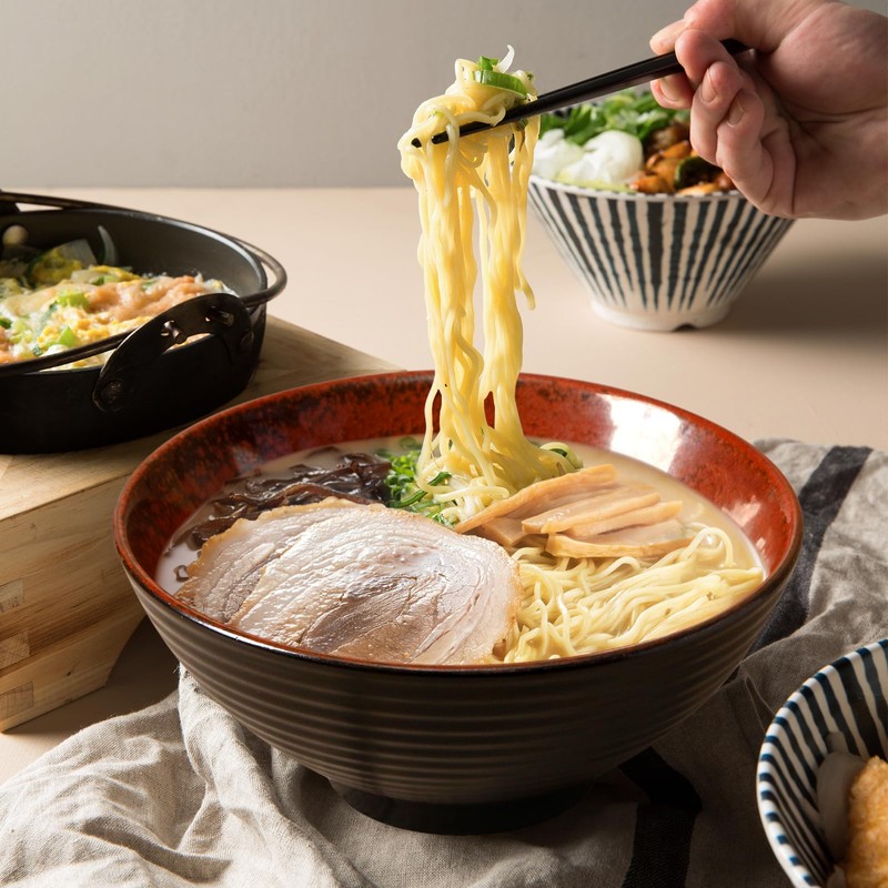 NUTRIUPS 8 Inch Ceramic Ramen Bowl Set of 2 Pho