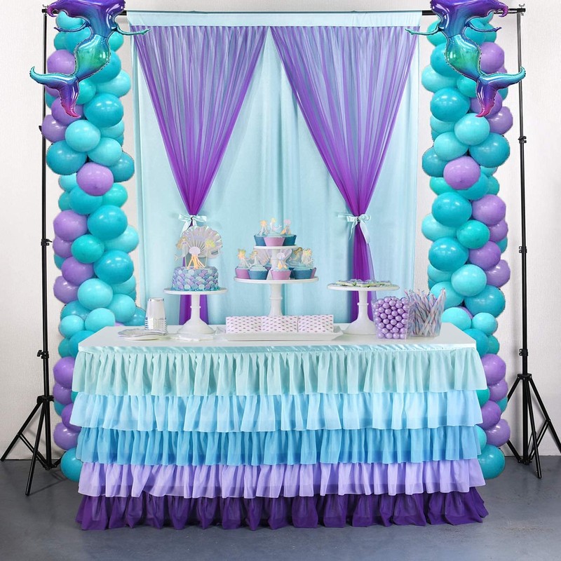 Forever Young Table Cloth Mermaid Purple Ruffle Table Skirt Party